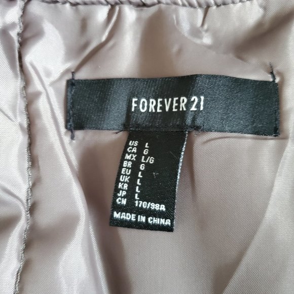 Forever 21 Women's Bomber Jacket, Grey, L - Picture 8 of 9
